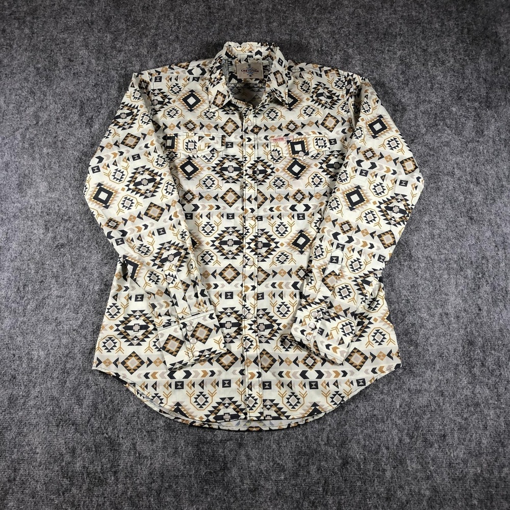 Checotah Shirt Mens Medium‎ Multicolor Western Snap Button Long Sleeve Geometric